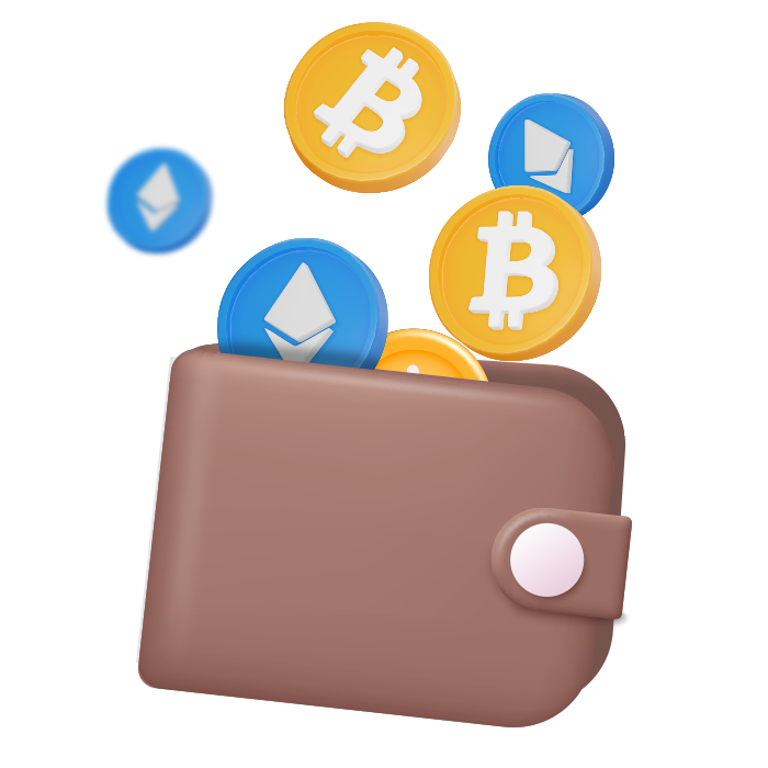 Kryptovalutor och en plånbok.
