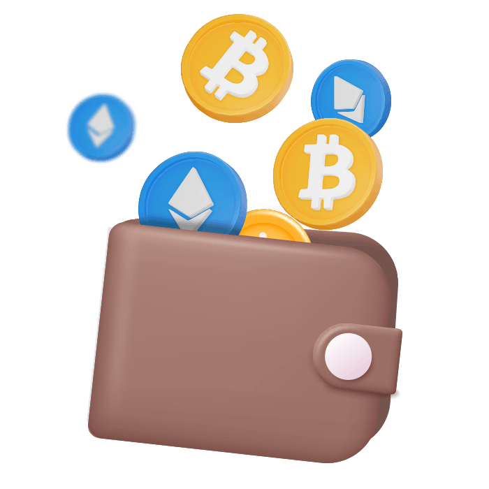 Kryptovalutor och en plånbok.