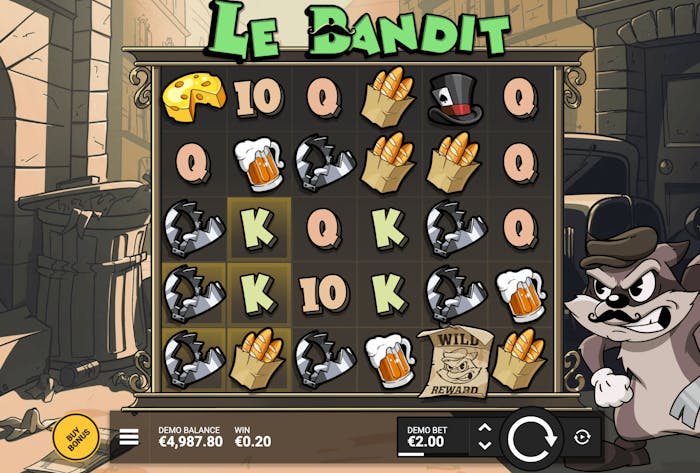 Screenshot på gameplay av Le Bandit slot.