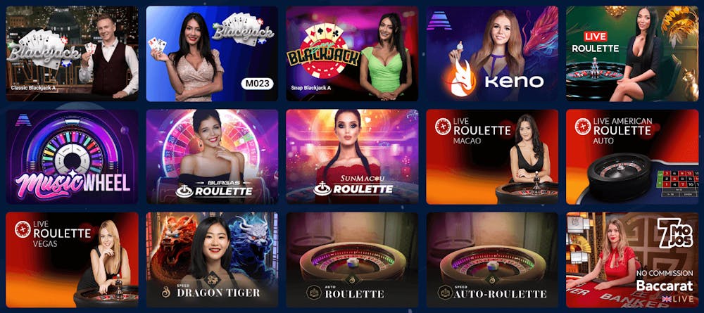 Examples of available live casino games at casinos without a Swedish license