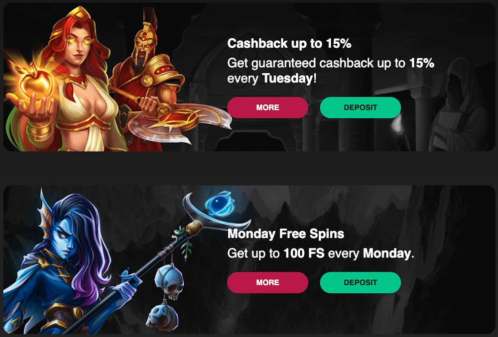 Bonusar finns det gott om på Lordspin Casino. Såväl cashback på upp till 15 procent varje tisdag som upp till 100 free spins varje måndag finns.