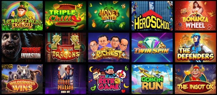 Olika slots som finns på Mayan Reels casino.