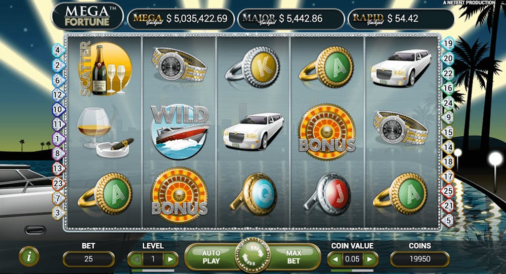 Screenshot på gameplay av Mega Fortune slot.