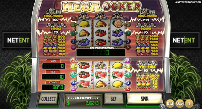 Screenshot av Mega Joker slot gameplay.