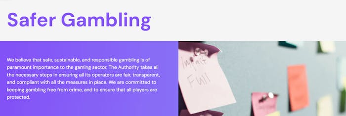 I bilden står det kort om hur myndigheten arbetar för att göra det säkert att spela på ett Malta casino utan svensk licens.