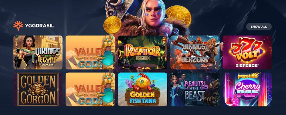 Presentation av Yggdrasil som speltillverkare på Moana Casino.