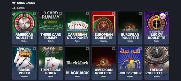Spela American Roulette, Caribbean Stud Poker eller BlackJack hos Monixbet. Här finns över 40 spel att välja bland.