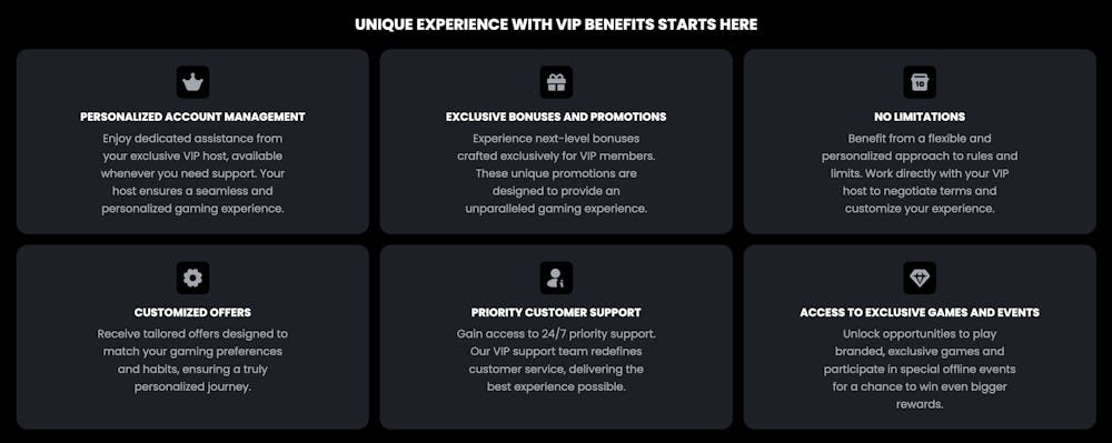 Beskrivningar av vad som ingår i MoonWins VIP-program.