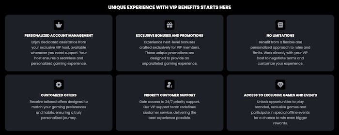 Beskrivningar av vad som ingår i MoonWins VIP-program.
