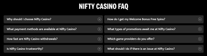 Nifty Casinos FAQ.