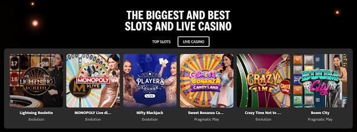 Hos Nifty casino finns många populära livespel, bland andra Monopoly Live, Sweet Bonanza Candyland och Boom City.