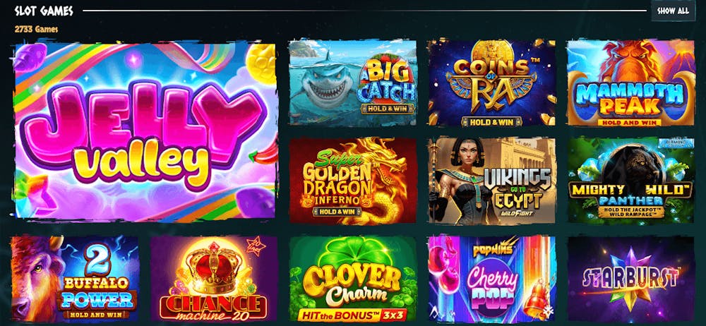 Det finns över 2700 slots i utbudet hos Nords Casino. Spela populära titlar som Starburst och Jelly Valley.