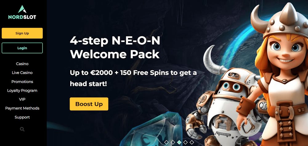 Startsidan hos Nord Slot Casino