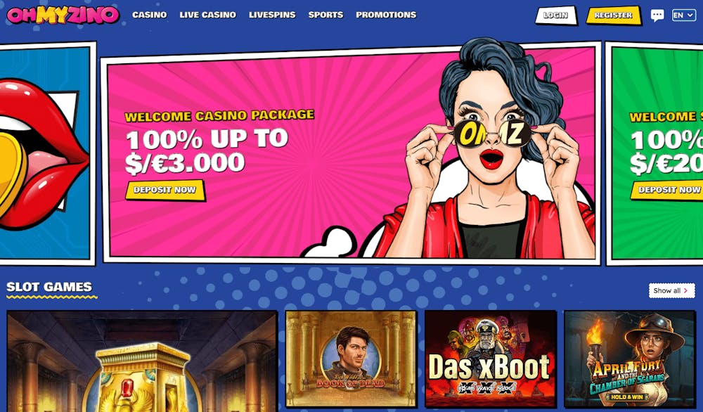 Startsida hos OhMyZino Casino