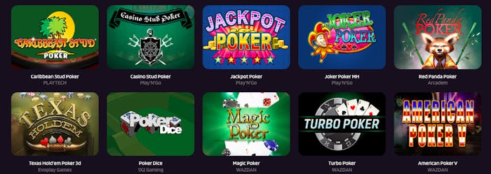 Olika typer av pokerspel på ett online casino