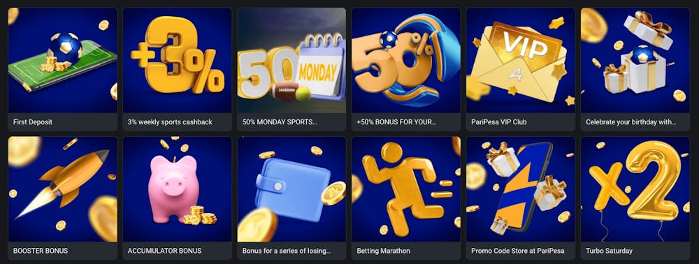 Bland Paripesa Casinos bonusar finns bland annat veckovis sports cashback, booster bonus samt betting marathon.
