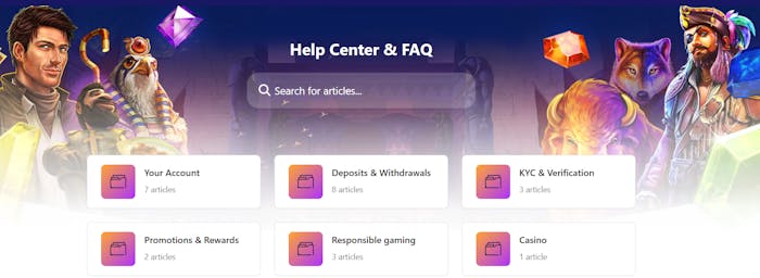 Quick Slot Casinos hjälpcenter.