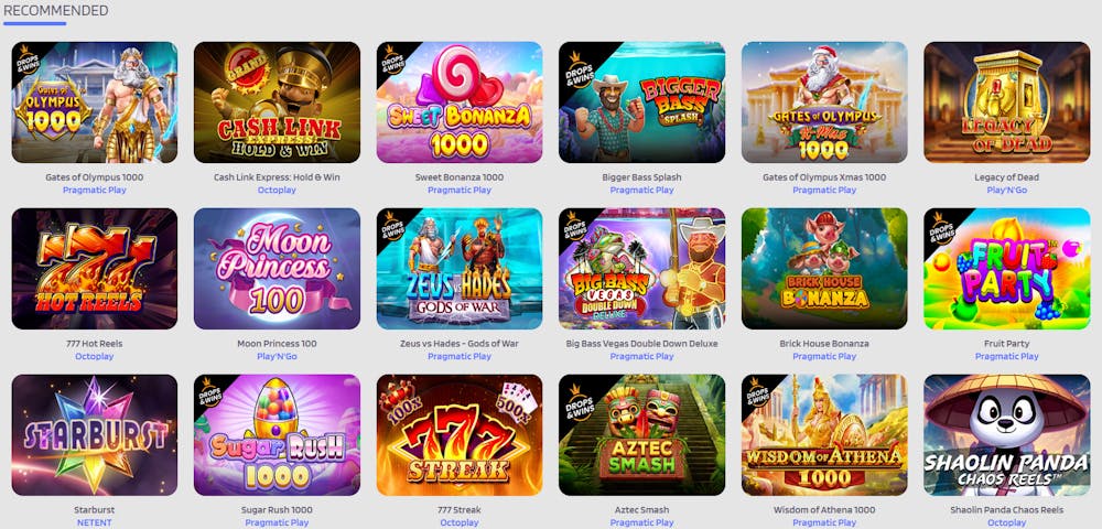 QuickSlots spelutbud.