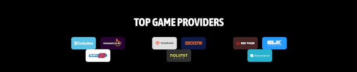 Spelutvecklare som förser Refuel Casino med spel är bland andra, Evolution, Nolimit City och Red Tiger.