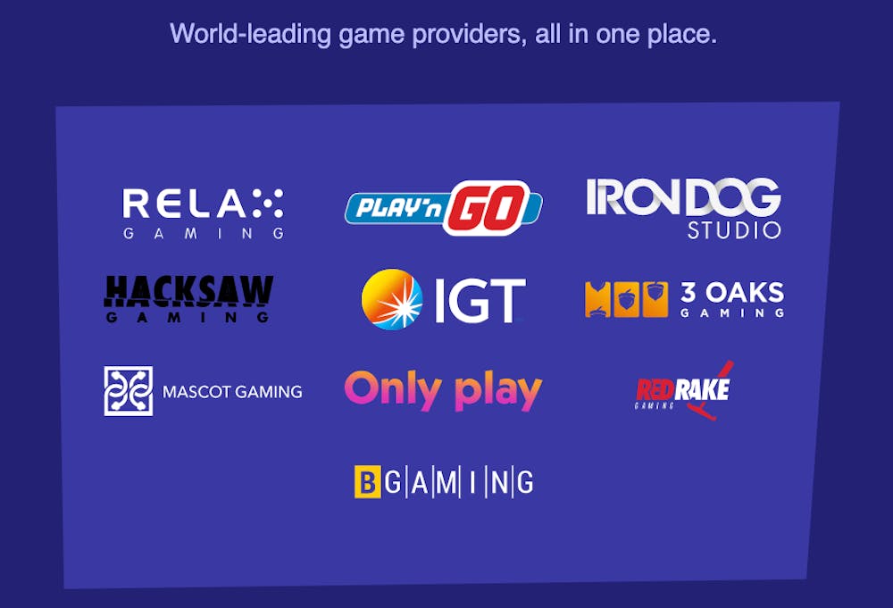 Visuellt element som visar speltillverkare hos RoySpins Casino.
