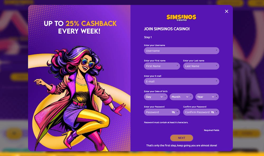 Simsinos registreringsprocess.