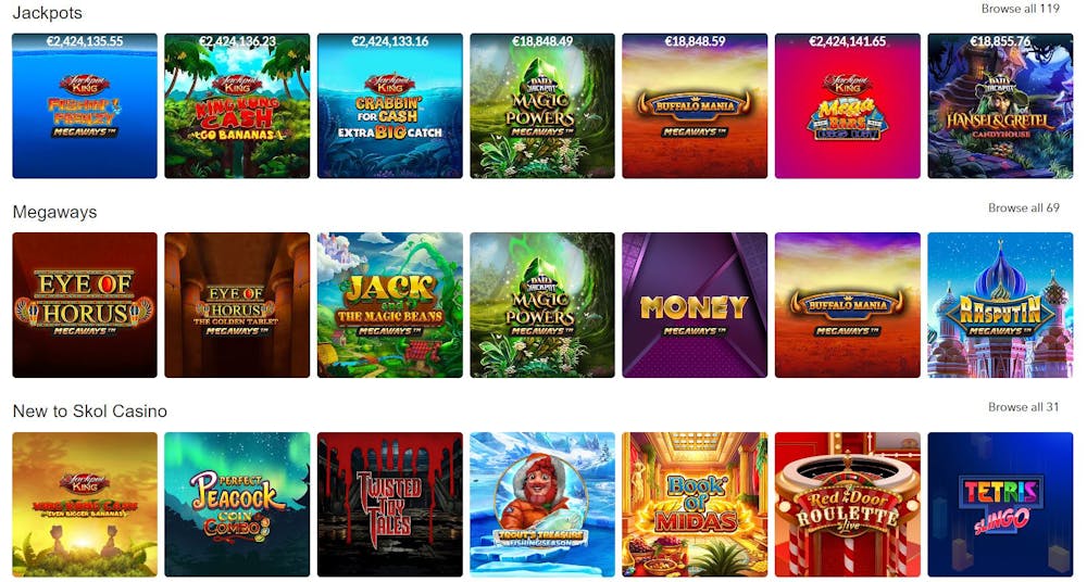 skol casino urval av spel