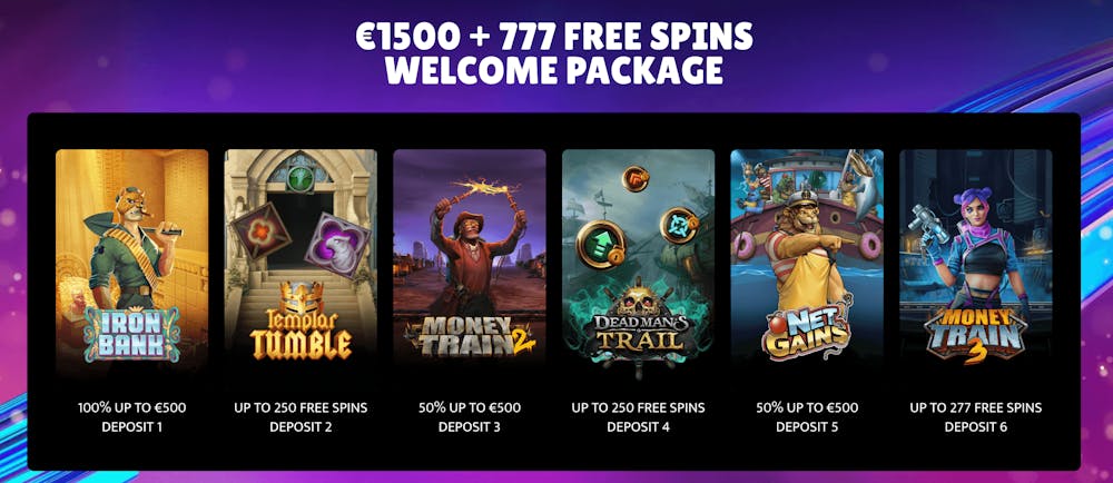 Välkomstbonusens sex steg hos Slot Mojo casino.