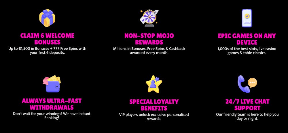 Information om vad Slot Mojo erbjuder dig som spelare.