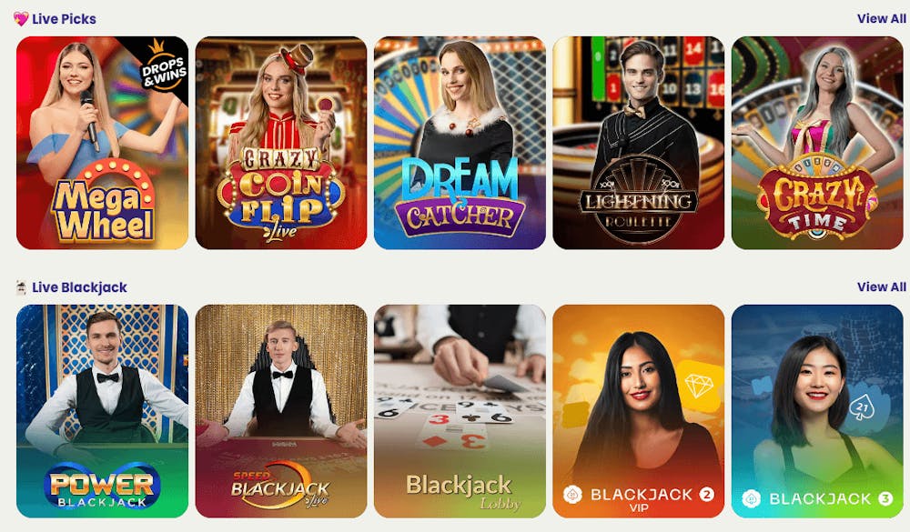 Spela live casinospel som Crazy Time och Dream Catcher på SlotMonster Casino