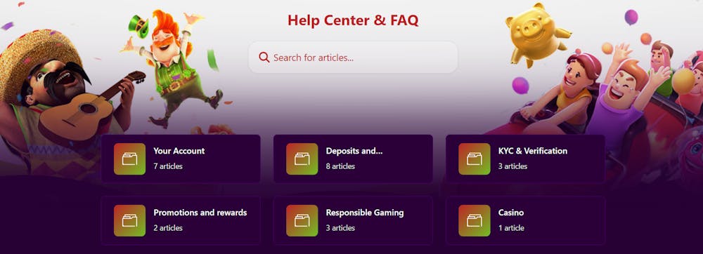 Casinosajtens hjälpcenter och FAQ.