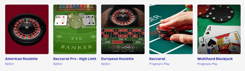 I utbudet av bordsspel på Slotti Casino finns bland annat American Roulette, Multihand Blackjack och European Roulette.