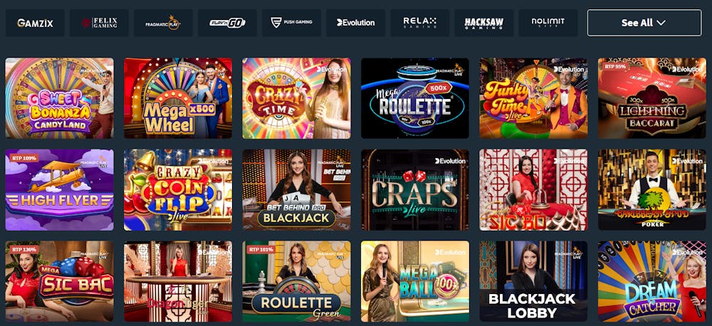Live casinot hos Snatch Casino.
