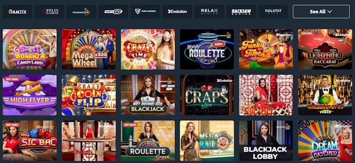 Live casinot hos Snatch Casino.