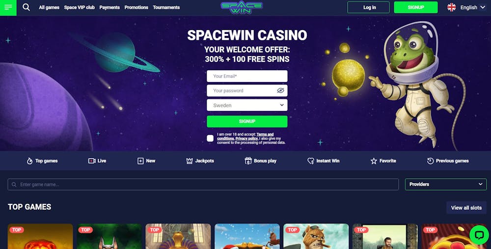 spacewin casino hemsida