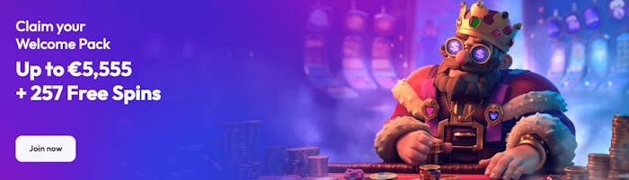 Välkomstpaket hos Spinrise på upp till 5555 euro plus 257 free spins.