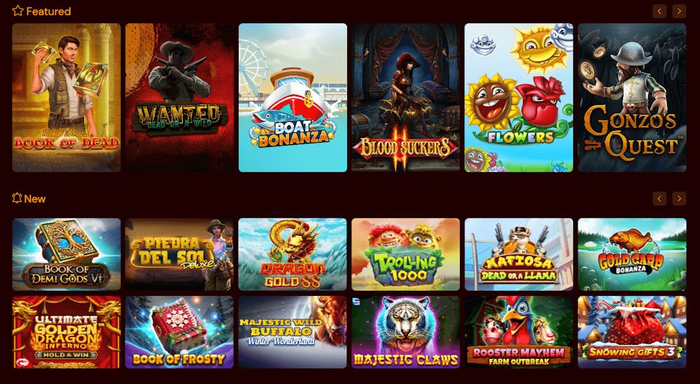 I spelutbudet på Spins Castle Casino finns många välkända speltitlar, inklusive Book of Dead, Gonzo's Quest och Blood Suckers.