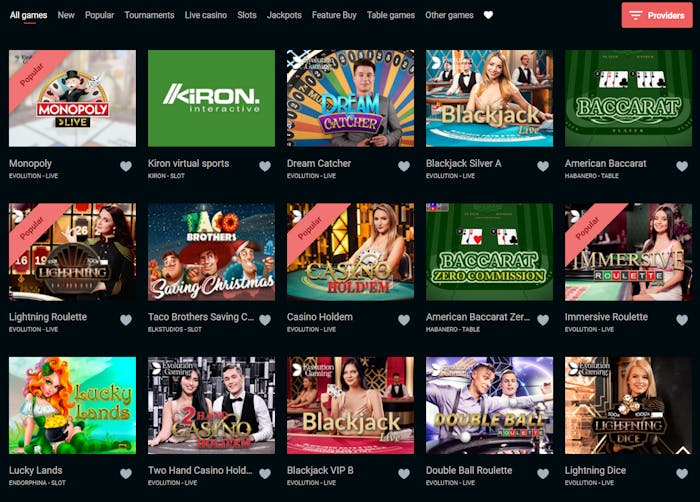 Spelutbud hos Stakes Casino