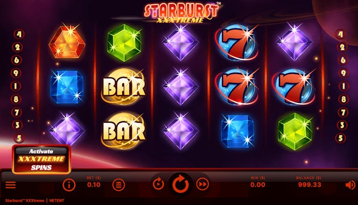 Spelplanen i Starburst XXXtreme