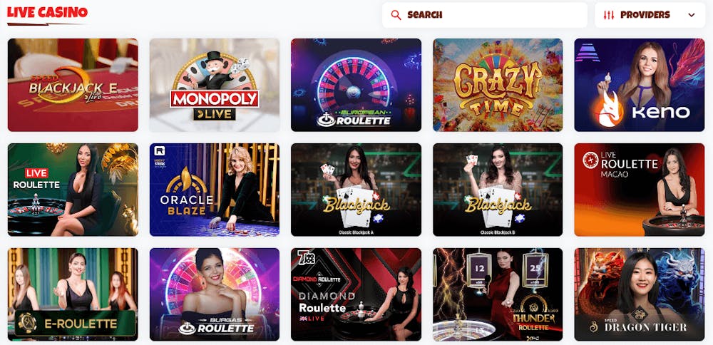 Live casinospel hos Supacasi