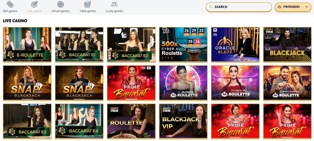 Spelbord i live casinot.