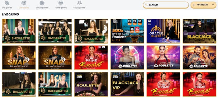 Spelbord i live casinot.