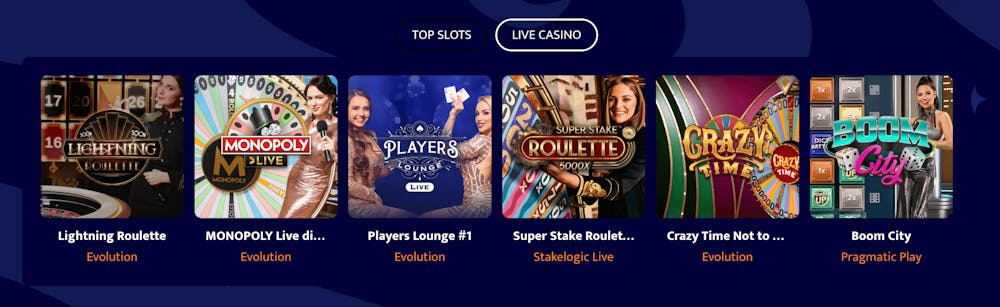 Live casino spel som finns på Spin Sweet Casino.