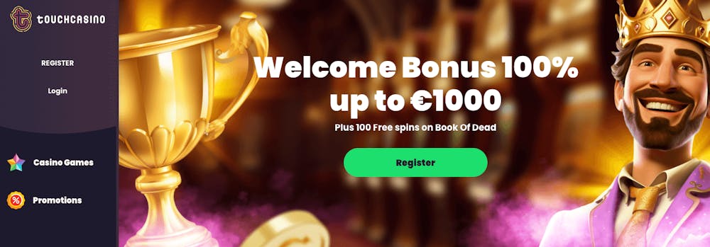 Startsidan hos Touch Casino