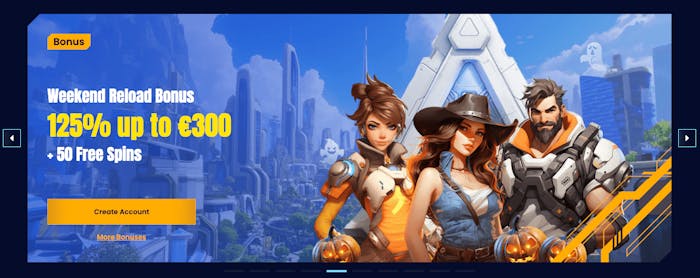 Bonusar finns det gott om hos Trino Casino. Här visas veckovis reload bonus på 125 procent upp till 300 euro plus 50 free spins.