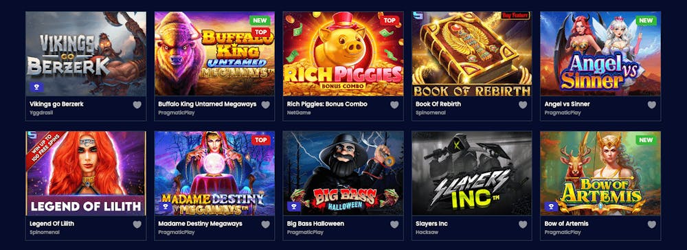 I utbudet av slots på Trino Casino finns flera spännande titlar. Se här Vikings of Nerzerk, Rich Piggies och Book of Rebirth.