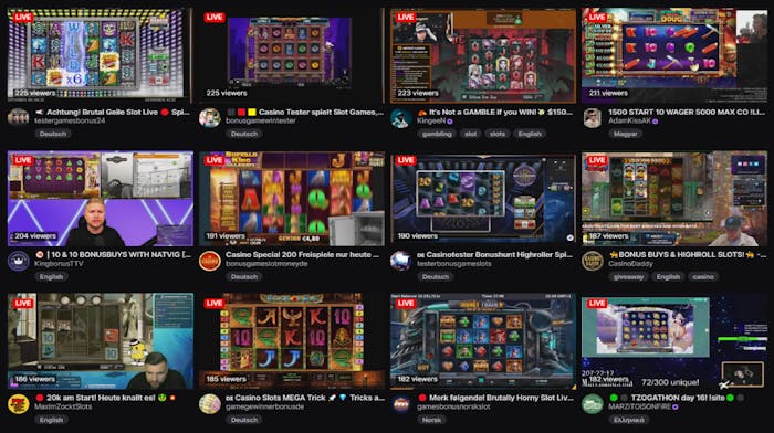 Casino streaming inom kategorin för videoslots hos Twitch.