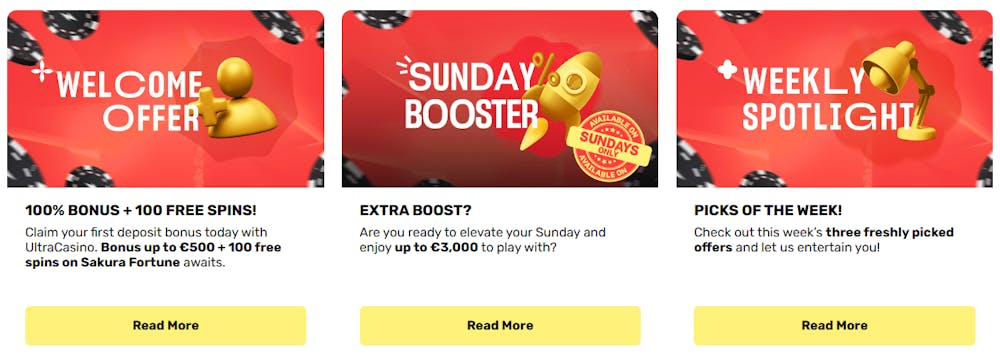 Bonusar på Ultra Casino.