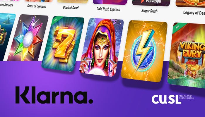 Olika speltitlar på ett Klarna casino.