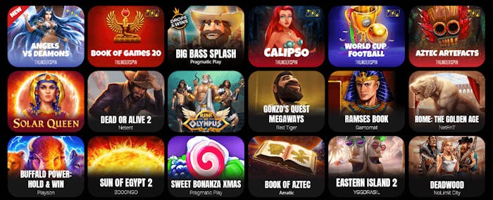Video slots finns det gott om hos Velobet. Några välkända titlar inkluderar Gonzo's Quest Megaways, Dead or Alive 2 och Rise of Olympus.