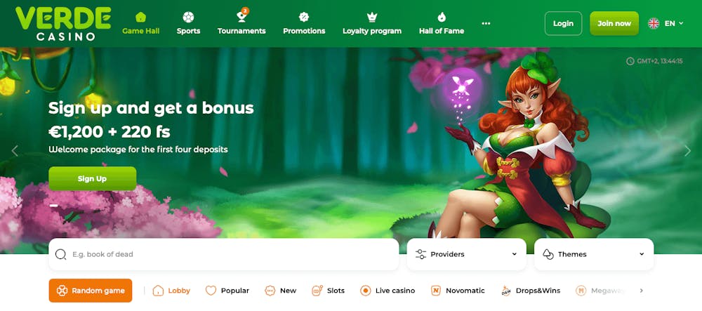 Välkomstpaket på upp till 1200 euro och 220 free spins hos Verde Casino